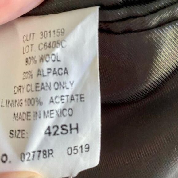 Andrew Fezza Wool Alpaca Gray Coat Mens 42 Short - Picture 8 of 8